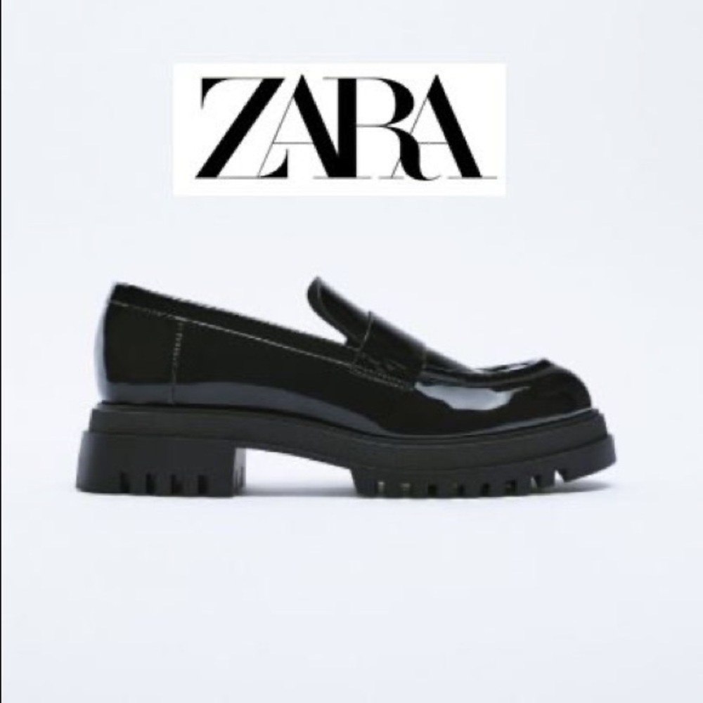 NWT Zara Black Patent Loafers
